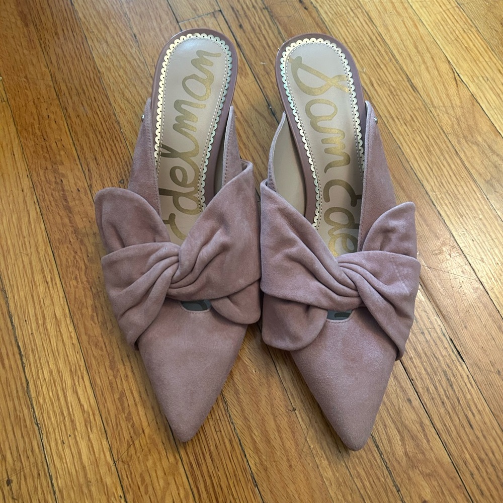 Sam Edelman Laney Suede Bow Kitten Heels Mules